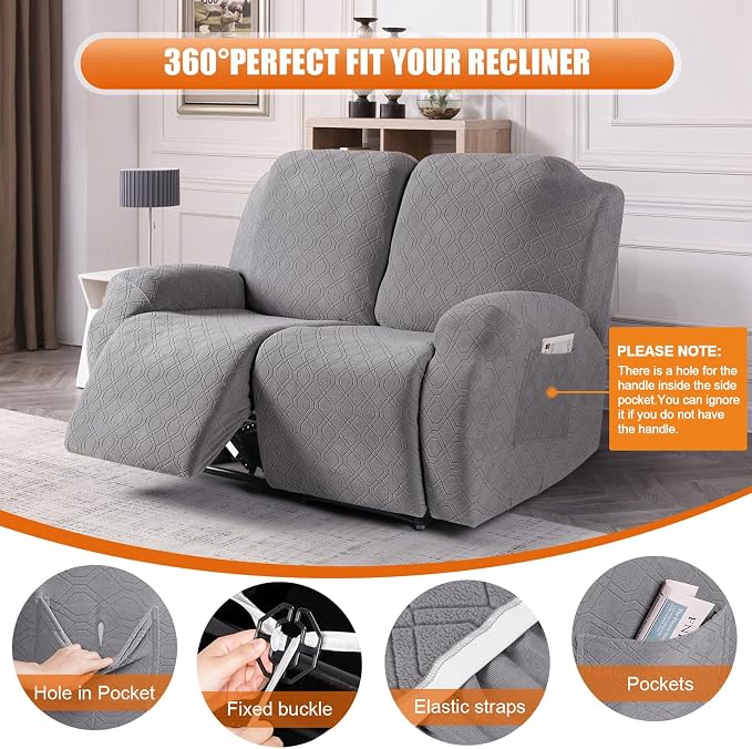 VANSOFY Recliner Cover, 2-Pieces Stretch Reclining Couch Cover - Image 5