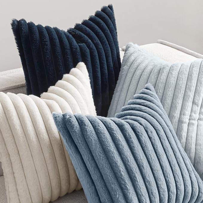 MIULEE Faux Fur Plush Decorative Throw Pillow Covers 18x18 Set of 4, Spring - Image 5