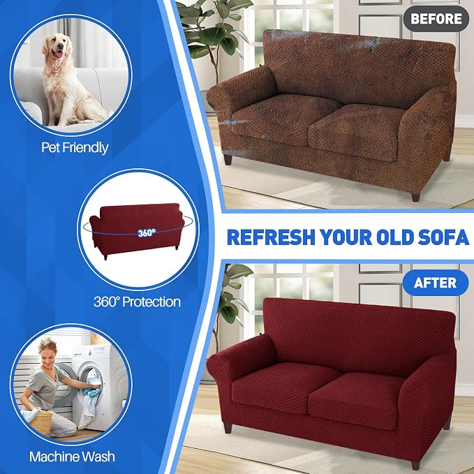 MAXIJIN 3 Piece Jacquard Couch Covers - Image 5