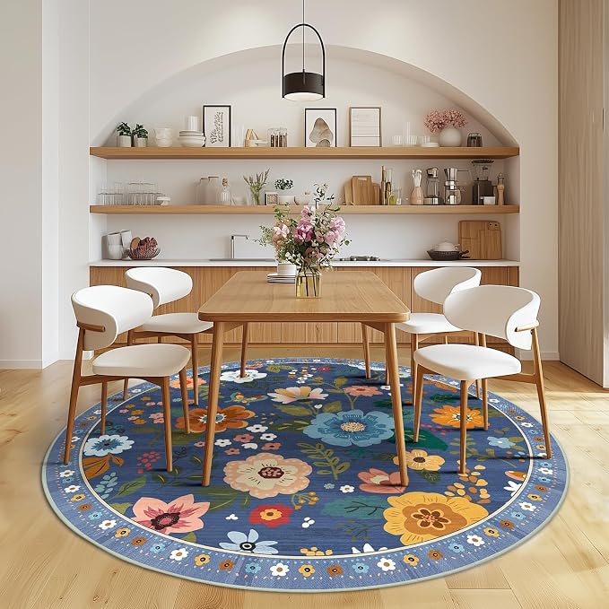 RELEANY Floral Nursery 4ft Area Rugs Washable Print Boho Cute Carpet Non Slip - Image 7