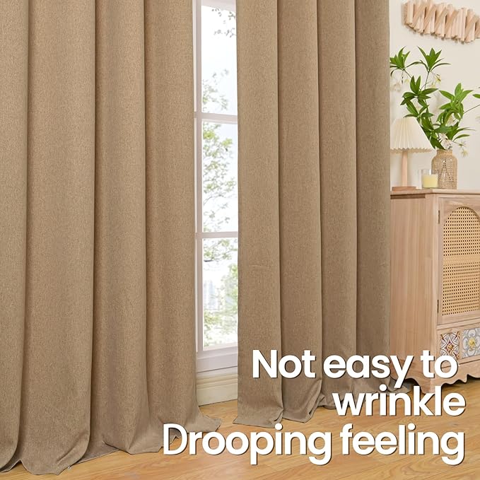 BGment Thick Linen Curtains for Living Room 84 Inch Length 2 Panels, Camel - Image 6