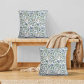 Ridhi Block Print Columbia Blue Pillow Cover 24" x 24" Decorative Couch Pillows by Ridhi