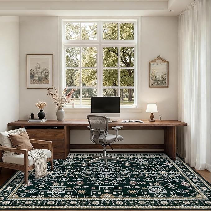 Area Rugs 10x12 Living Room Rug: Washable Rug Soft Vintage Boho Medallion - Image 5
