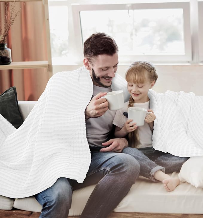 Utopia Bedding White 100% Cotton Waffle Blanket 300 GSM Soft Lightweight - Image 8