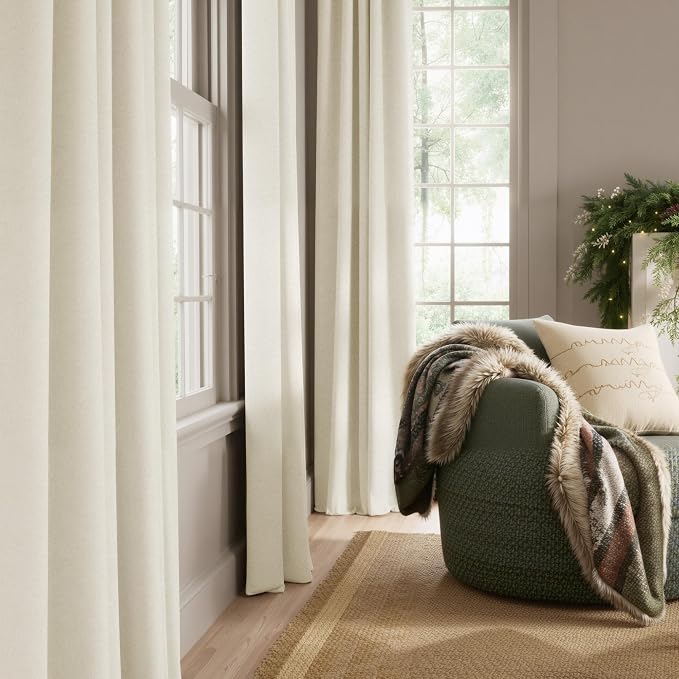 NICETOWN Ivory White Velvet Curtains 108" Length - Image 2