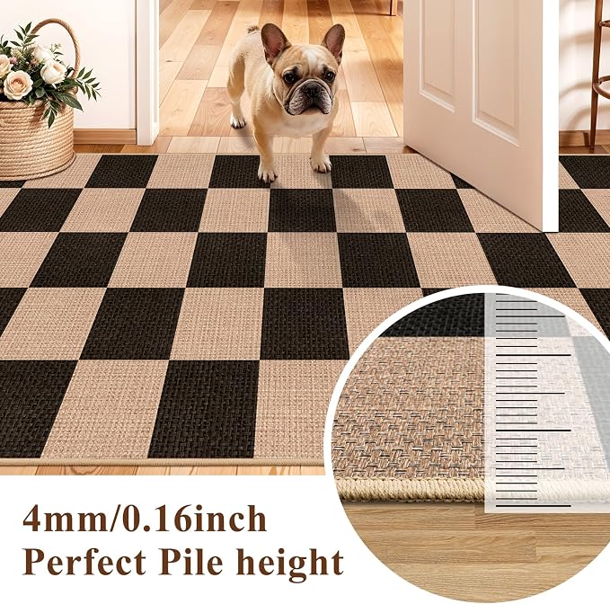 3x6 Kitchen Runner Rug Washable Non Slip: Diamond Pattern Faux Jute Rug - Image 7