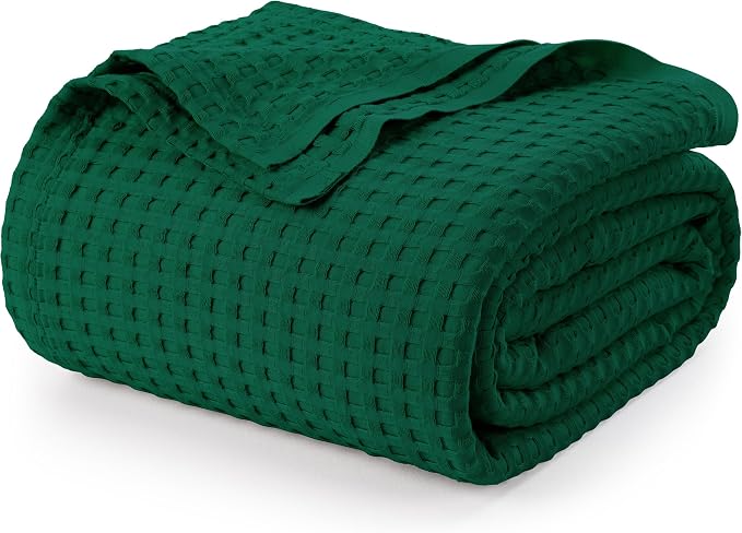 Utopia Bedding Forest Green 100% Cotton Waffle Blanket 300 GSM Soft Lightweight by UTOPIABEDDING