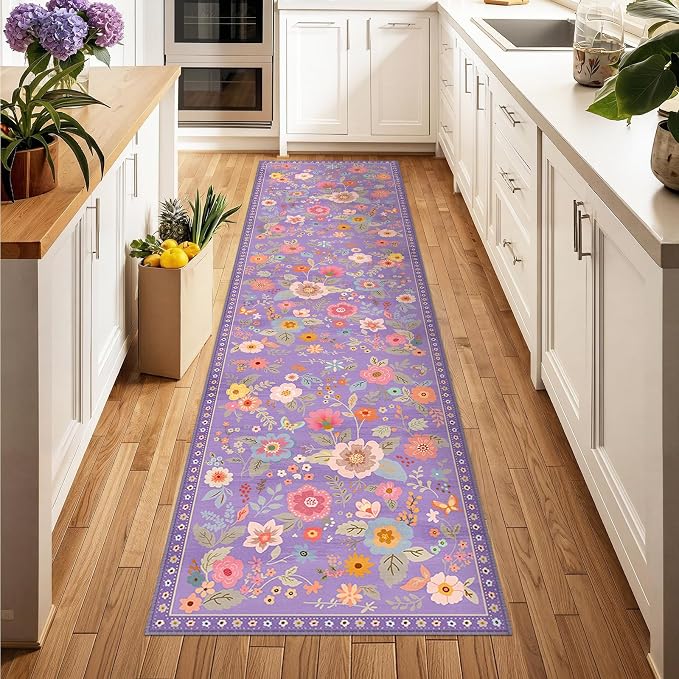 RELEANY Floral Nursery 2x8 Area Rugs Washable Print Boho Cute Carpet Non Slip - Image 2