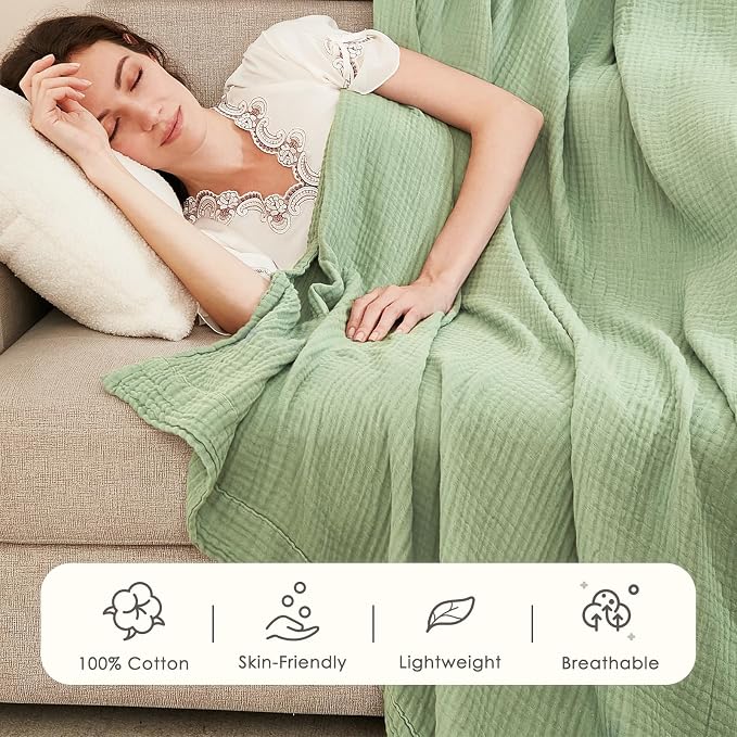 EMME Cotton Muslin King Blanket Big Oversized Bed Layering Bedspread Coverlet - Image 4