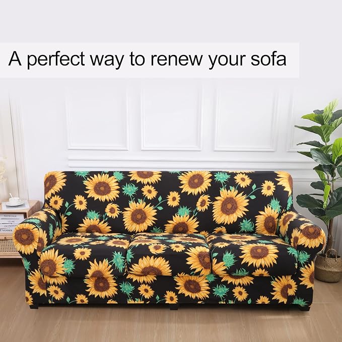 hyha Couch Cover, Floral Pattern, 4 Pieces, Sofa Slipcovers, - Image 8