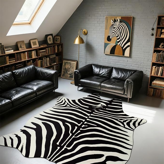 BENRON Premium Zebra Rugs for Living Room Bedroom, Non-Slip Throw Rug for Home by BENRON