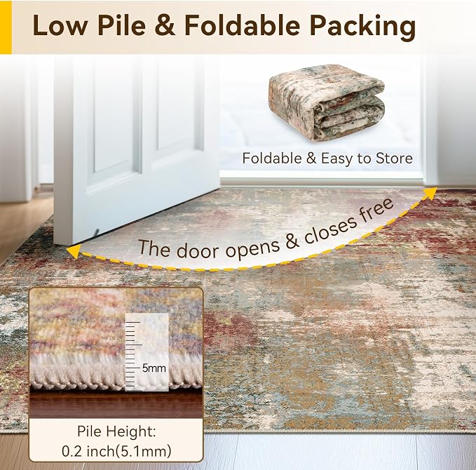 Washable Area Rugs 2'x5' Non-Slip Modern Abstract Soft - Image 6