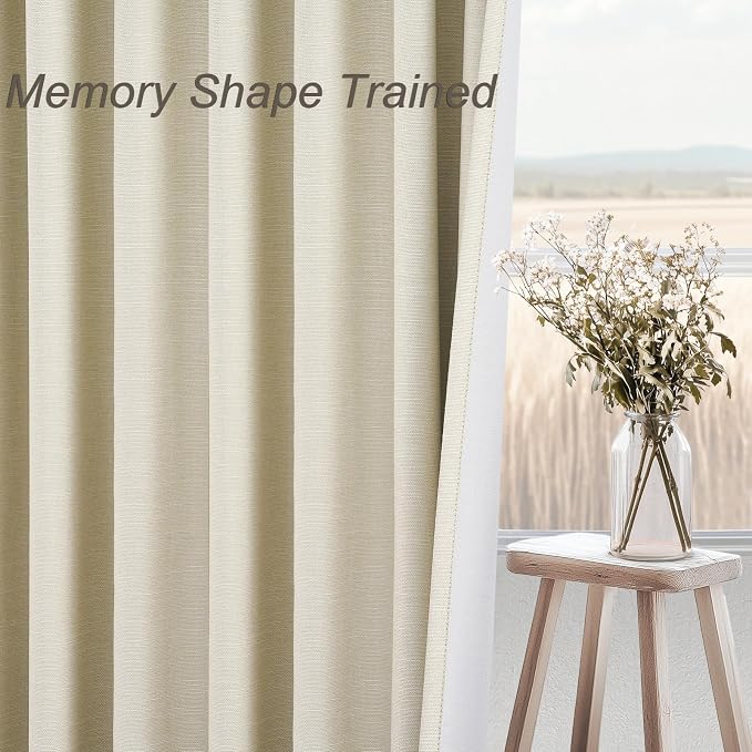 Topfinel 92 Inches Long Custom Black Out Drapery Panels, Rustic Burlap Textured - Image 4
