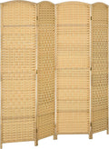 HOMCOM Room Divider, 6 Ft 4 Panel Folding Privacy Screen, Hand-Woven PP Wall by HOMCOM