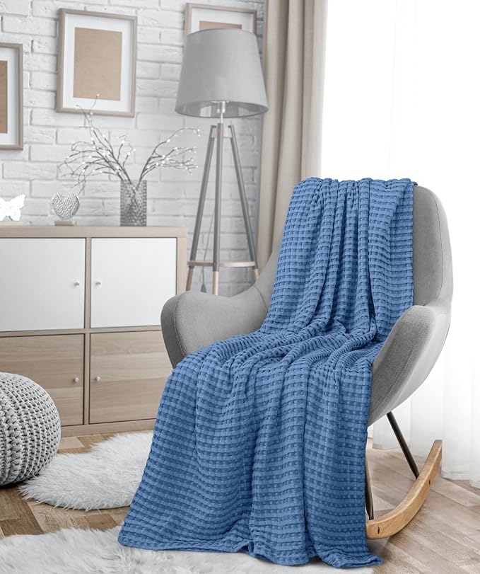 Utopia Bedding Wedgewood 100% Cotton Waffle Blanket 300 GSM Soft Lightweight - Image 8