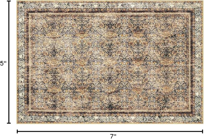 Phantoscope Washable Area Rug 5'x7' Non-Slip, Vintage Neutral Rugs - Image 2
