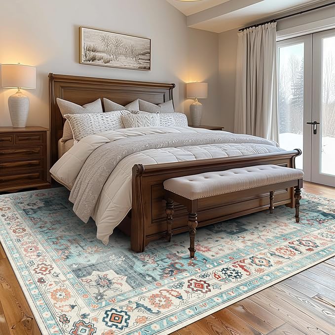 GENIMO 8x10 Area Rugs for Living Room, Machine Washable Non Slip Rugs, Low Pile - Image 3
