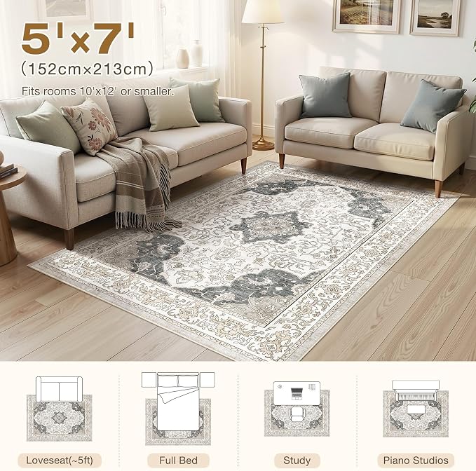cotiled 5x7 Area Rugs Large Washable Rugs - Image 7