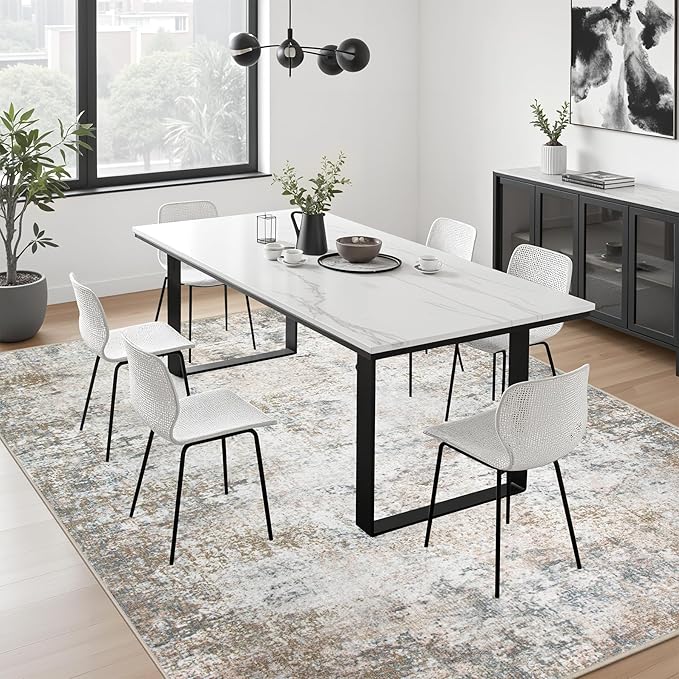 4x6 Area Rug Living Room Rug: Washable Modern Abstract Soft Thin Rug Indoor - Image 4