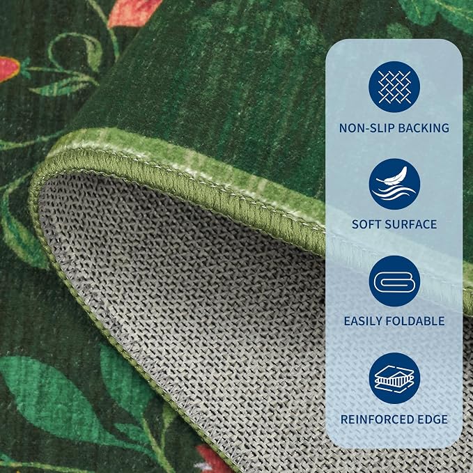 GarveeHome Protea Floral Rug for Entryway 2x3 Rugs Machine Washable Boho Small - Image 6