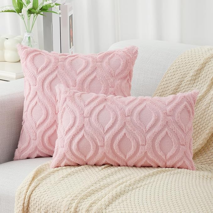 decorUhome Summer Throw Pillow Covers 26x26 Inch Set of 2, Soft Plush Faux Wool - Image 7