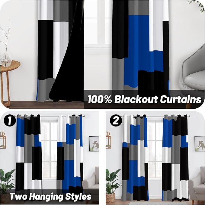 Tyrot Royal Blue 100% Blackout Curtains - Image 2