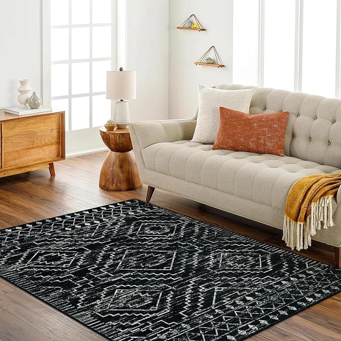 Wonnitar Moroccan Washable Area Rug 5x7, Non-Slip Boho Bedroom Throw Mat - Image 4