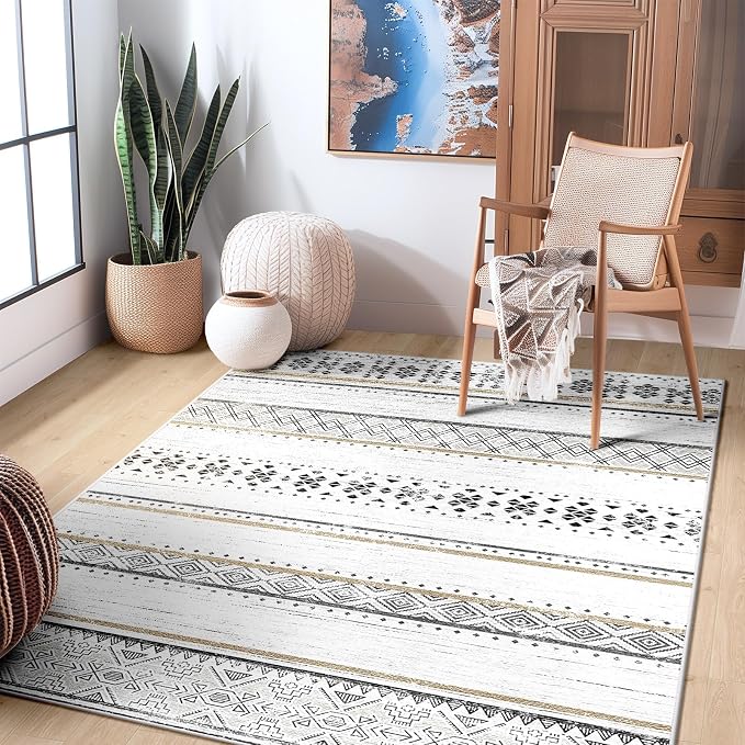 BESTSWEETIE 4x6 Area Rugs for Living Room Washable Moroccan Farmhouse Neutral - Image 6