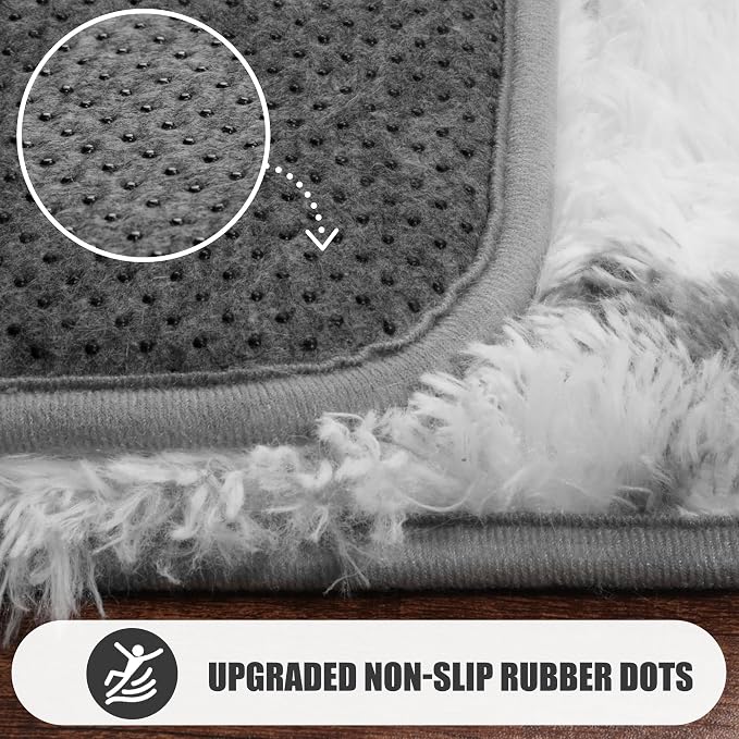 ONASAR 5x7 Area Rugs for Living Room Bedroom, Fluffy White and Grey Throw Rug - Image 8