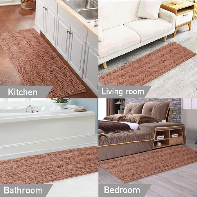 Turquoize Bath Mat, 47 x 17, Muted Clay, Plush Chenille, Machine Washable - Image 6