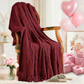 inhand Claret Knitted Throw Blanket by inhand