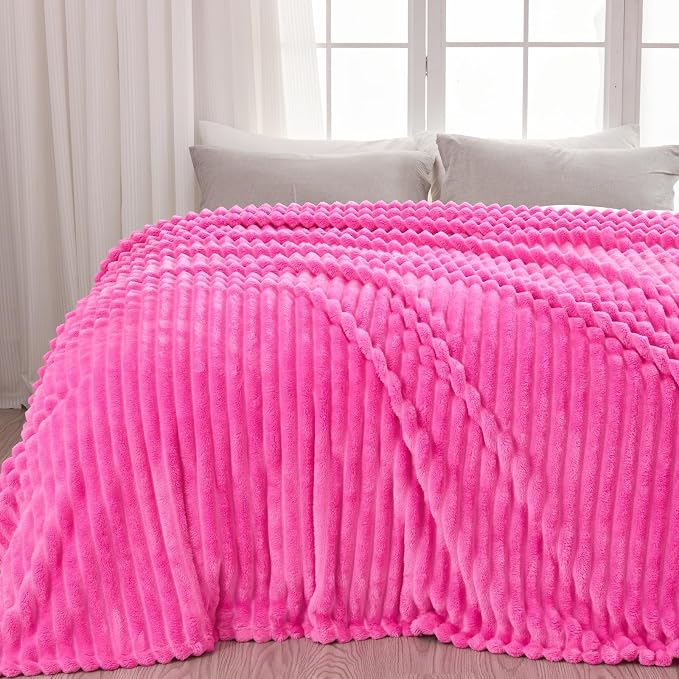 NEWCOSPLAY Super Soft King Blanket Hot Pink Premium Silky Flannel Fleece 3D by NEWCOSPLAY