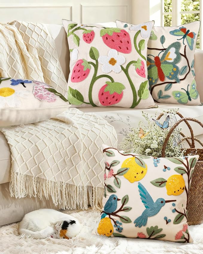 Embroidered Throw Pillow Cover 18x18 Inch - Image 6