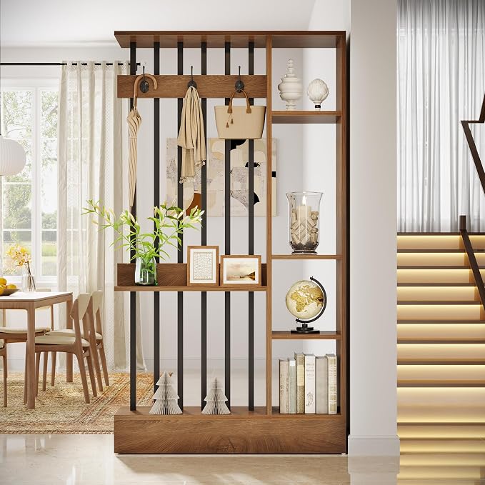 Tribesigns Wall Room Divider, Wood Freestanding Room Divider Bookcase - Image 8