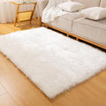 Fluffy Faux Fur Rug White Sheepskin Area Rug, 4x6 Ft Ultra Soft Shaggy Plush Rug by CKLZSAY