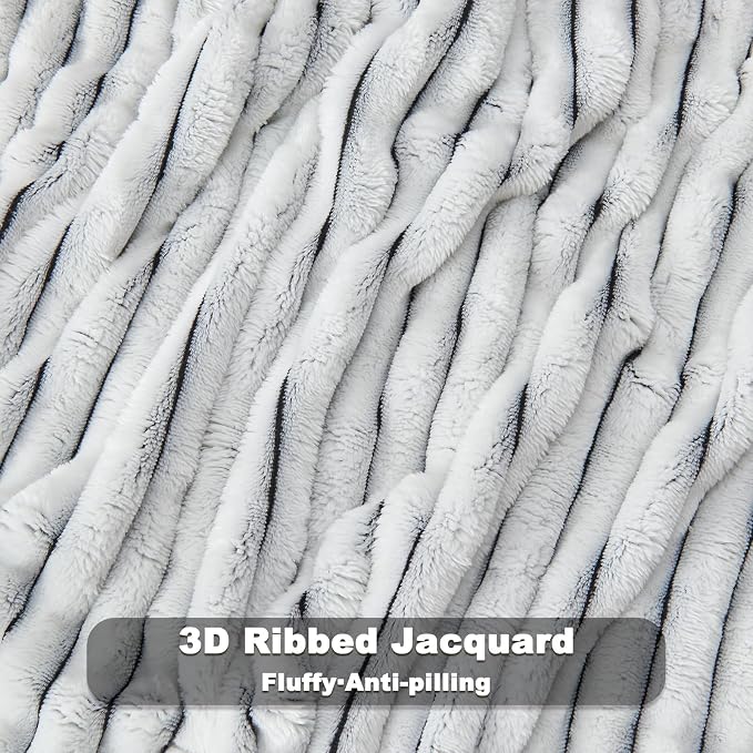 NEWCOSPLAY Super Soft Twin Blanket Black and White Premium Silky Flannel Fleece - Image 5