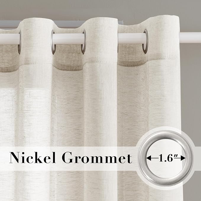 H.VERSAILTEX Elegant Natural Linen Curtain Panels Energy Efficient Semi - Image 2