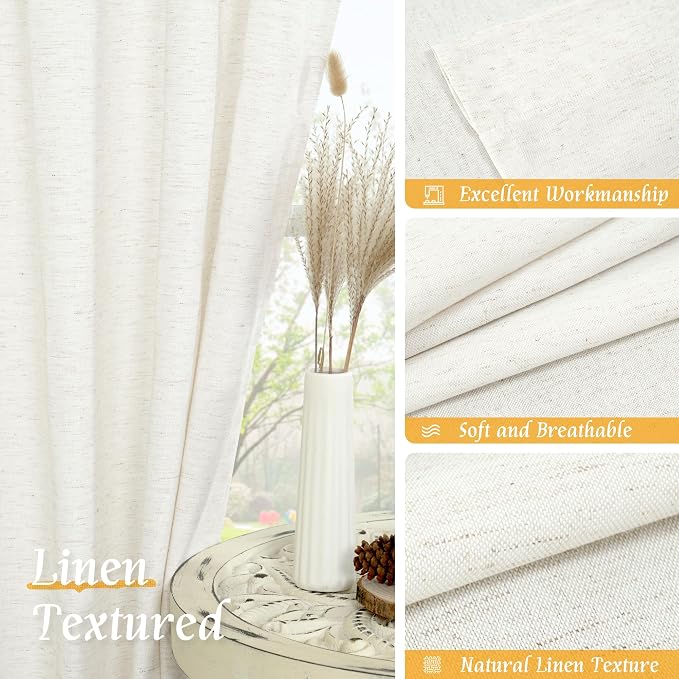 LAMIT Faux Linen 63 Inch Curtains - Image 7