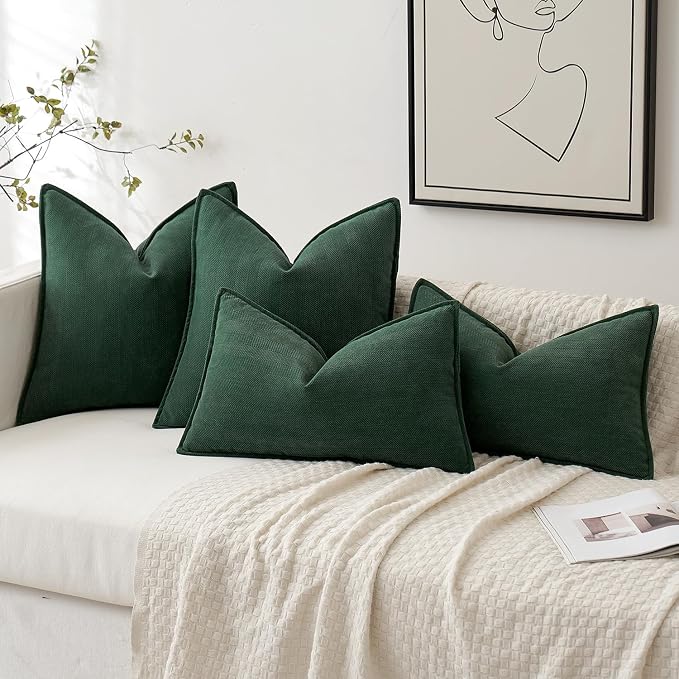 MIULEE Pack of 2 Green Decorative Pillow Covers 22x22 Inch Soft Chenille - Image 6