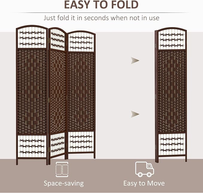 HOMCOM 3 Panel Room Divider, Folding Privacy Screen, 5.6' Room Separator - Image 3