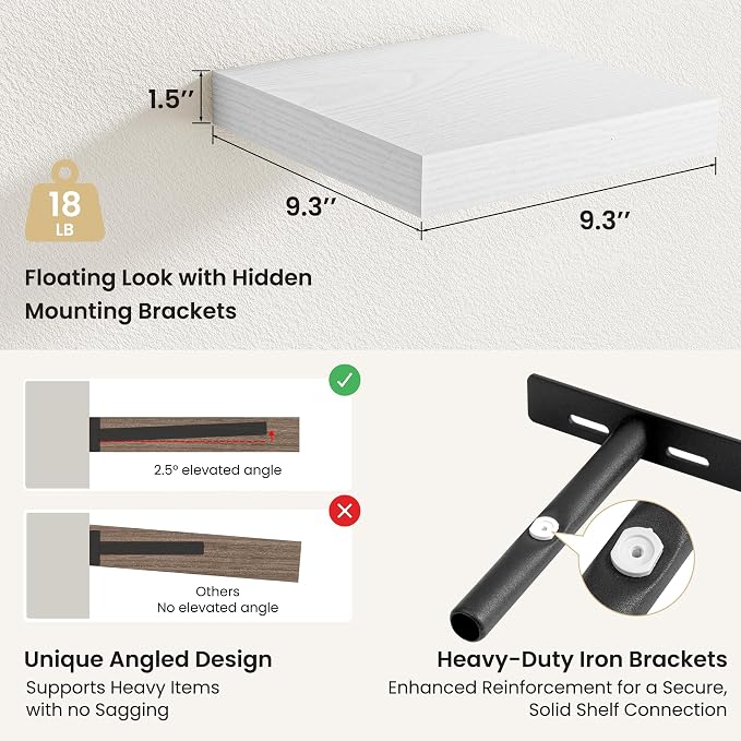 Fun Memories Rustic Floating Wall Shelves, Wall Mounted Wood Storage & Display - Image 3