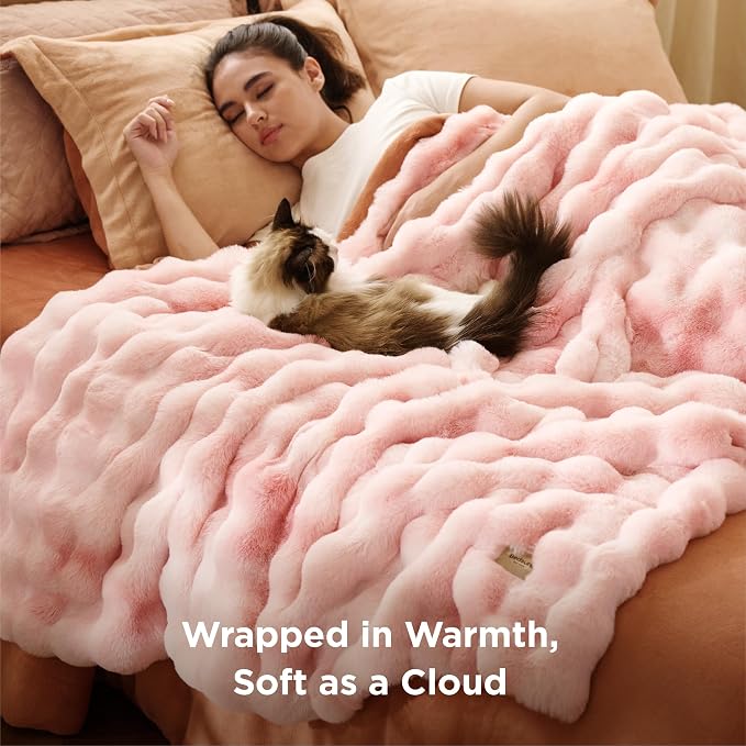 Bedsure GentleSoft Fluffy Fuzzy Cute Pink Blanket Teen Girls Gifts, Soft Cozy - Image 2