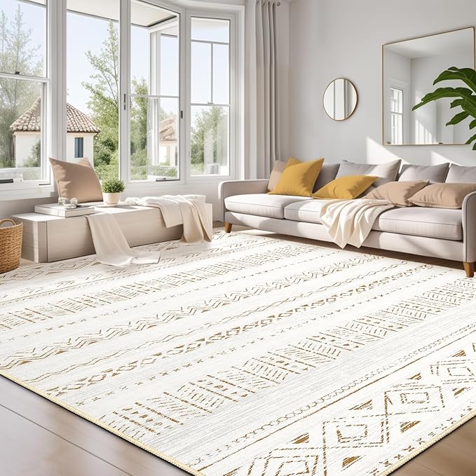cotiled 9x12 Area Rug Living Room: Washable Boho Rugs by COTILED