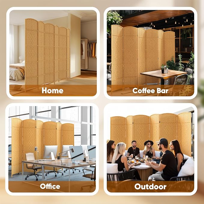 JOSTYLE Room Divider 6ft. Tall Extra Room Partitions and Dividers, 6-Panel - Image 8