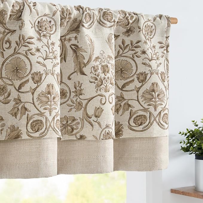 jinchan Linen Valance Kitchen Curtain by JINCHAN