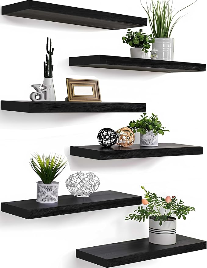PHPH Wood Floating Shelves for Wall, Wooden Wall Shelves for Bedroom by PHPH
