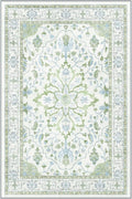 Area Rugs Round 6ft Washable Non-Slip, Floral Vintage Distress Print Pattern by RELEANY