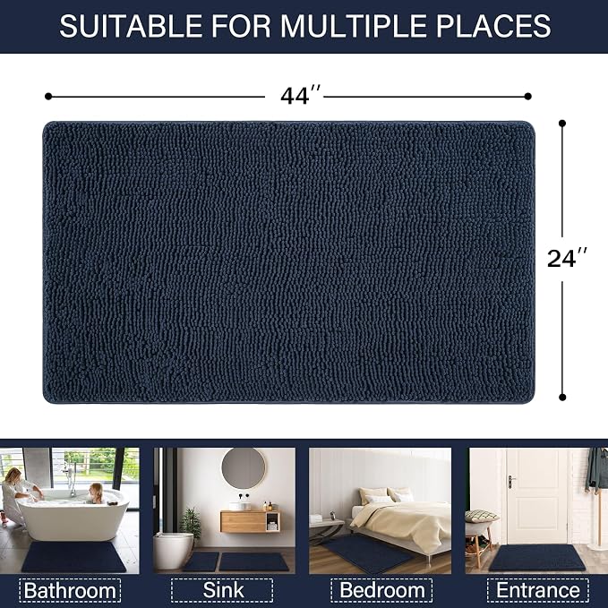 LOCHAS Luxury Bathroom Rug Shaggy Bath Mat 24 x 44 Inch, Washable Non Slip Bath - Image 2