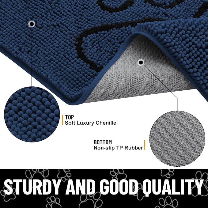 Smiry Dog Door Mat for Muddy Paws, Absorbent Dirt Trapper Non Slip Quick Dry - Image 4