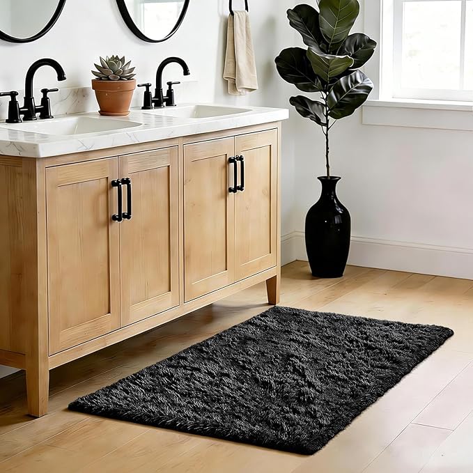 Fluffy Rug Shaggy Area Rug, Small Bedside Rug, Soft Fluffy Shaggy Entryway - Image 3